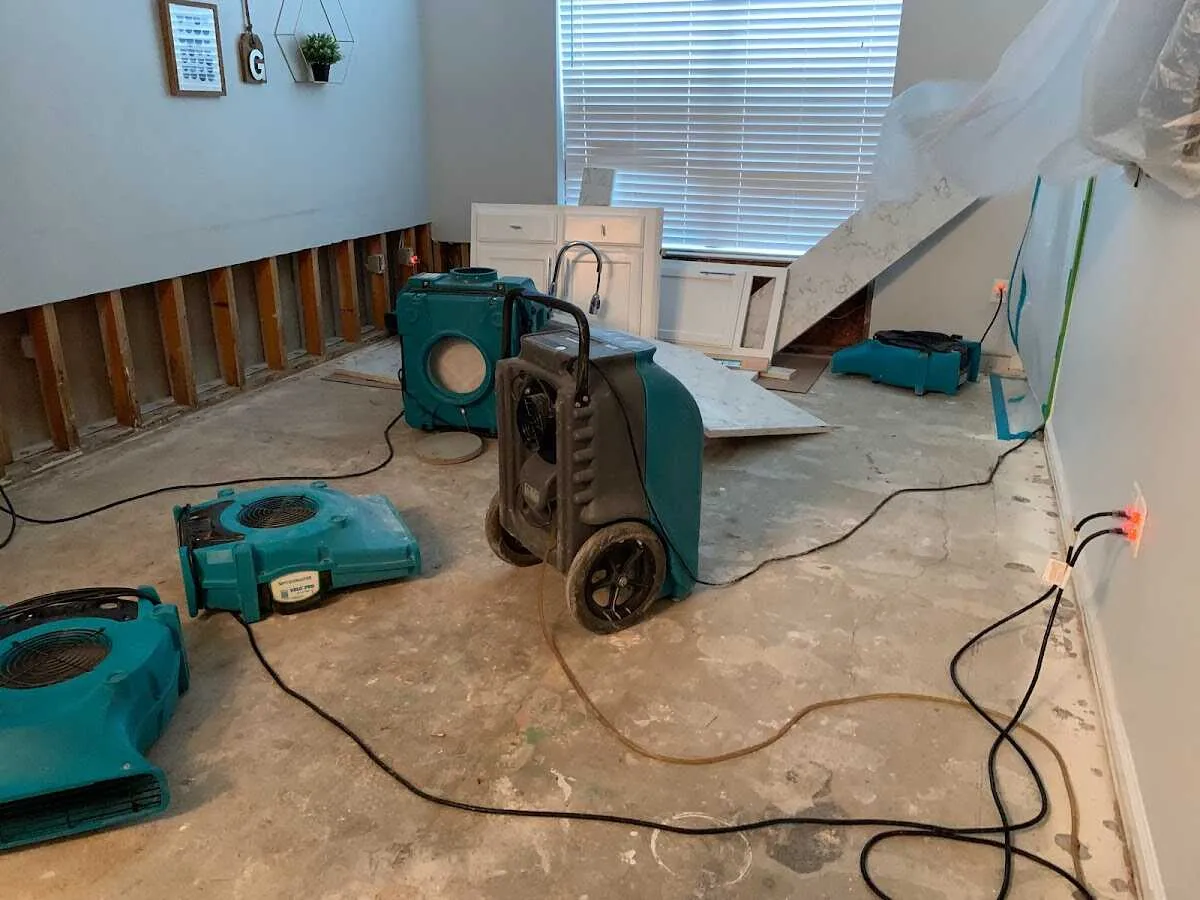 Dehumidifier in flood-cut room for Water Extraction & Removal in Charlotte